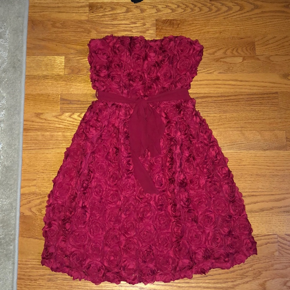 floral red formal dress